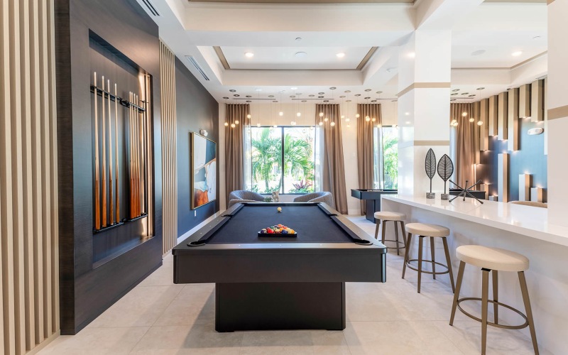 billiards table in beautiful clubroom