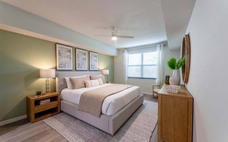 spacious bedrom with large window